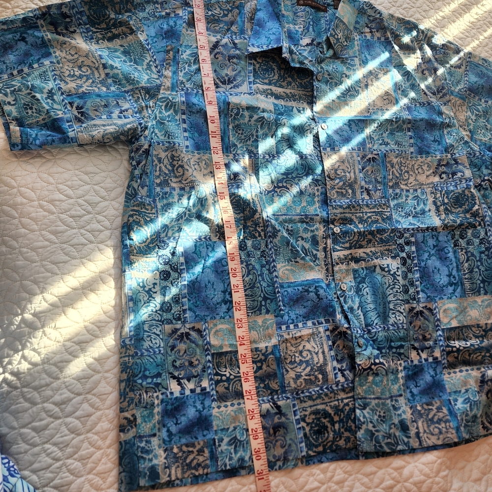 Tori Richard Blue Patterned Casual Button Down Shirt - Picture 4 of 7